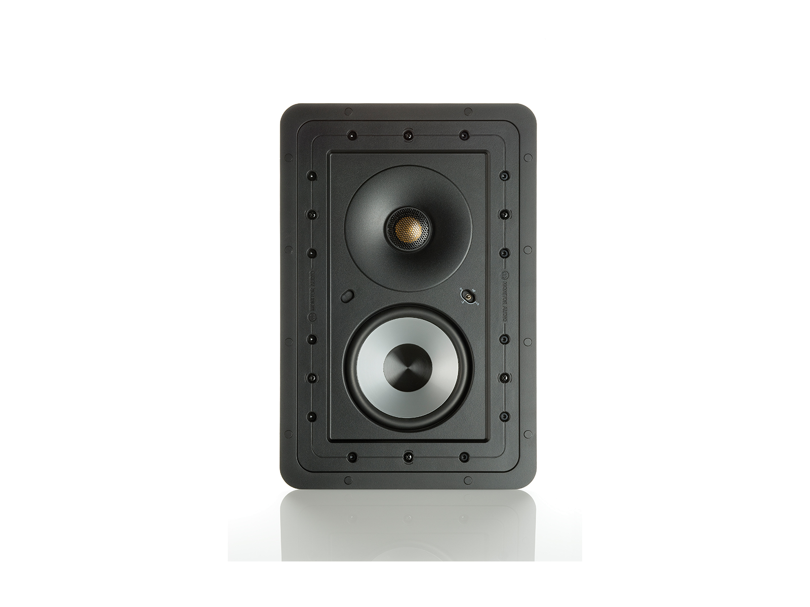 Controlled Performance CP-WT150, front-on, grille-less in-wall speakers.