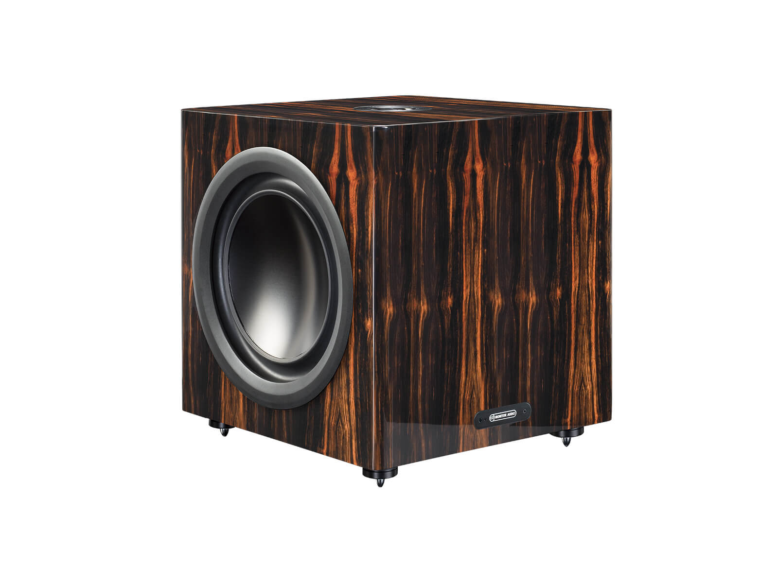 Platinum PLW215 II, subwoofer, with a santos rosewood real wood veneer finish.